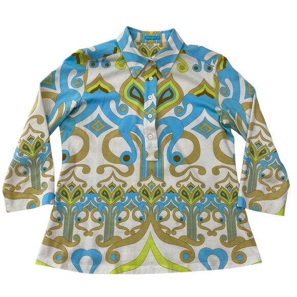 J McLaughlin Top 3/4 Sleeve Cotton Coastal Preppy Sizes Medium - Picture 3 of 12